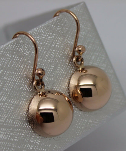Genuine 9kt 9ct 375 Solid Yellow, Rose & White Gold 12mm Half Plain Ball Earrings