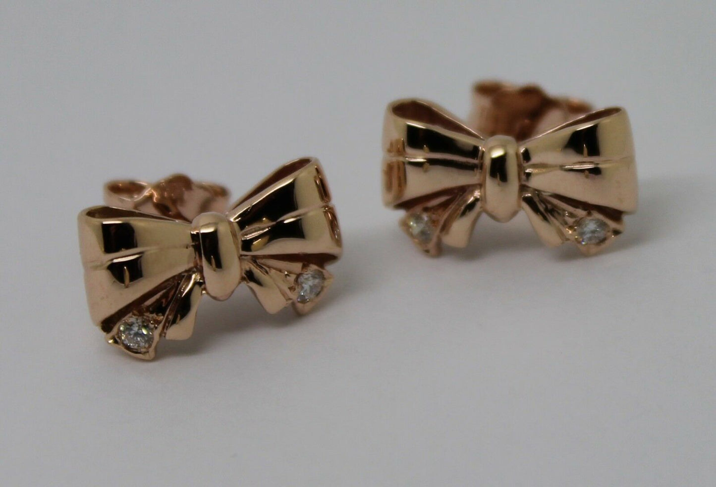 Genuine 9ct Yellow, Rose or White Gold Butterfly Stud Earrings Set With Four Genuine Diamonds