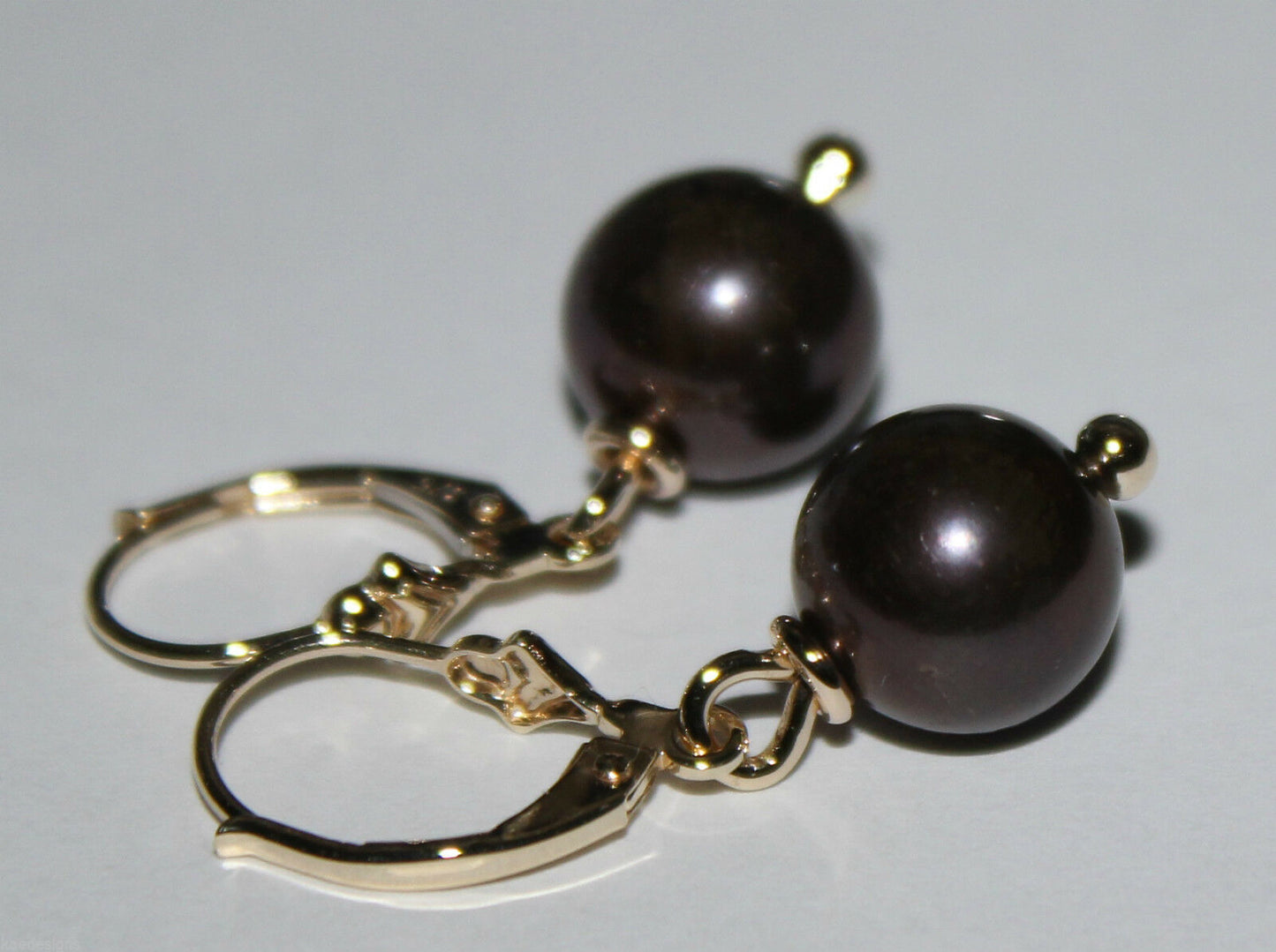 Genuine New 9ct 9kt Yellow, Rose or White  Gold 10mm Black Pearl Continental Clip Earrings