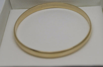 Genuine 9ct 9kt FULL SOLID Heavy Yellow, Rose or White gold 5mm wide half round Bangle 57mm inside diameter