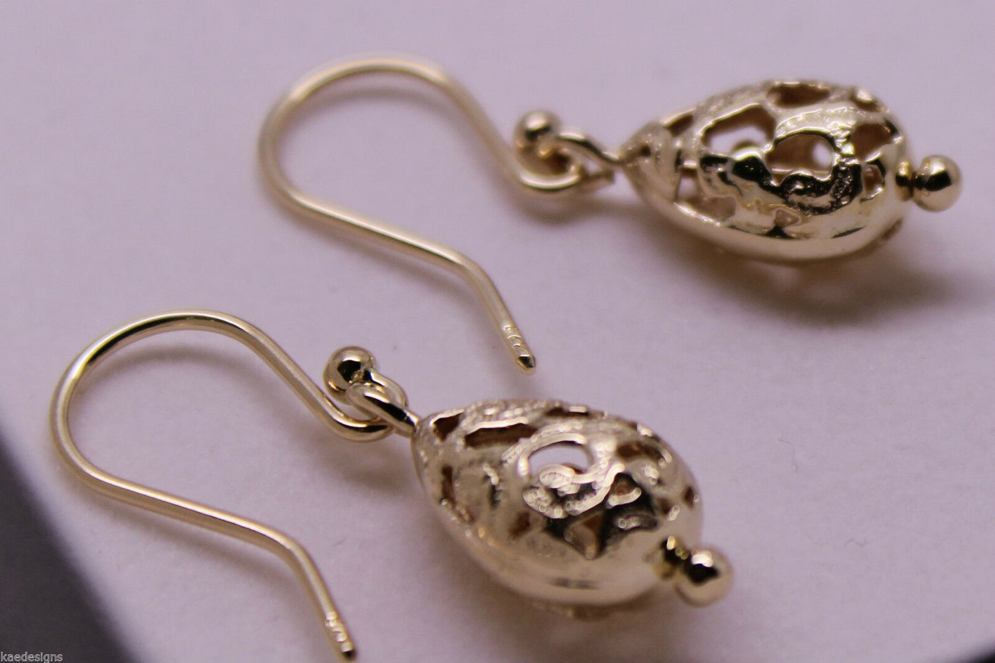 Kaedesigns 9ct 9k 375 Yellow Or White Or Rose Gold Teardrop Filigree Earrings