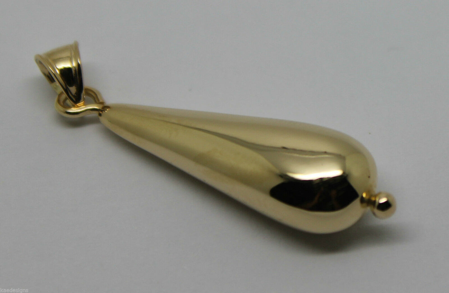 Kaedesigns Genuine 9ct 9k Yellow, Rose or White Gold Long Teardrop Pendant