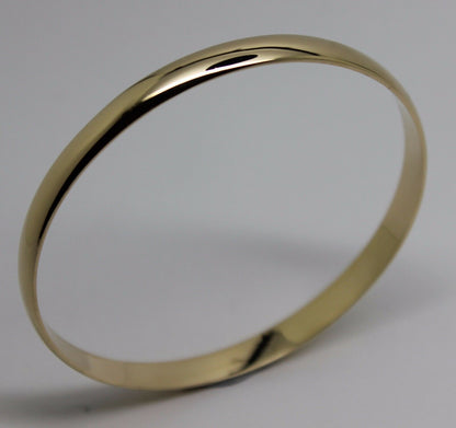 Genuine 9ct 9kt FULL SOLID Heavy Yellow, Rose or White gold 5mm wide half round Bangle 57mm inside diameter