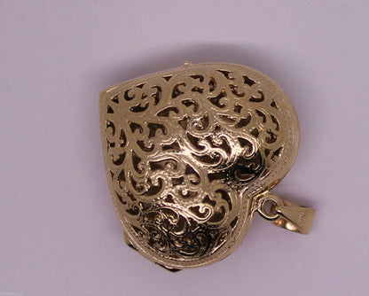 Kaedesigns, New Genuine 9ct 9kt Rose Gold Huge Filigree Heart Pendant Locket