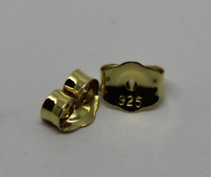 Kaedesigns SGP Yellow Gold Plated Sterling Silver 925 Earrings Butterfly Backs 4.8mm