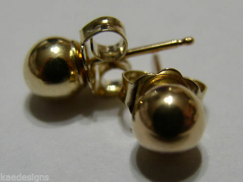 Kaedesigns Genuine 18ct 18k 750 Yellow Gold 3mm, 4mm, 5mm, 6mm or 8mm Stud Ball Earrings