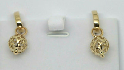Genuine 9ct 9K Yellow, Rose or White Gold Small Hoop Oval Earrings + 10mm Flower Balls