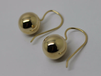 Kaedesigns Genuine 9ct 9k 375 Yellow, Rose or White Gold 12mm Euro Ball Drop Earrings