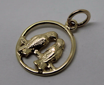 Genuine 9ct Yellow or Rose or White Gold or Silver Lovebirds Love Birds Pendant