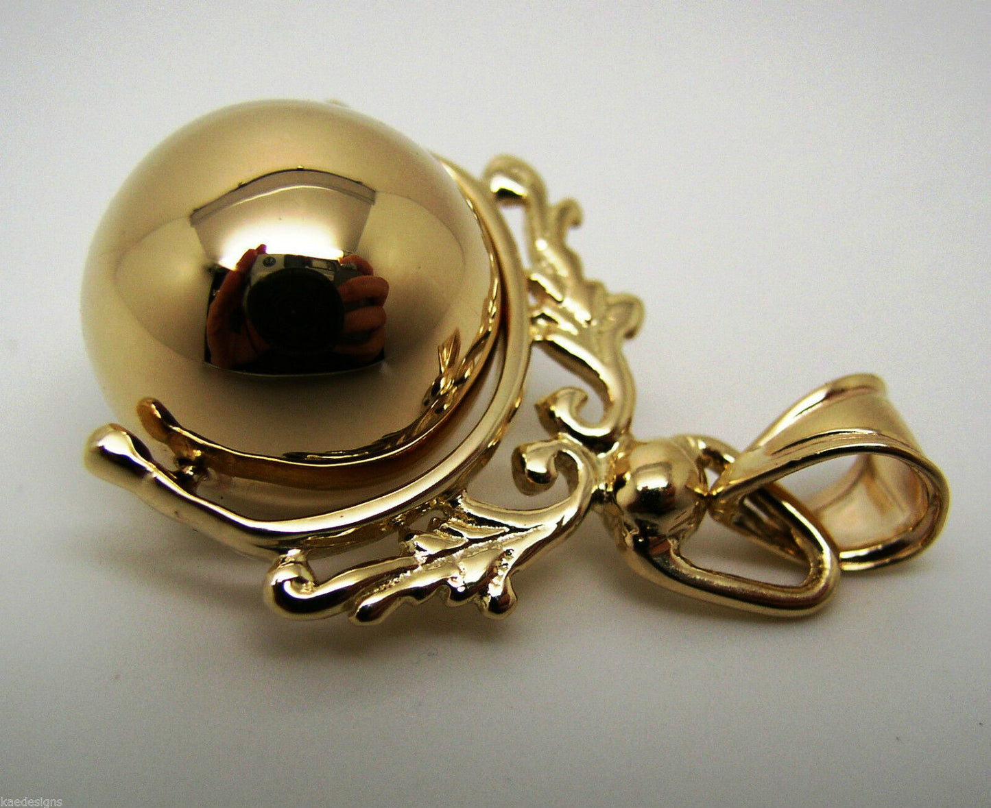 Kaedesigns, New Solid 9ct Yellow Or Rose Or White Gold 16mm Ball Spinner Pendant