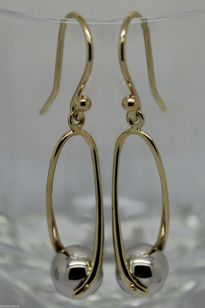 Kaedesigns Genuine 9ct 9kt 375 Yellow & White Gold 8mm Ball Drop Earrings