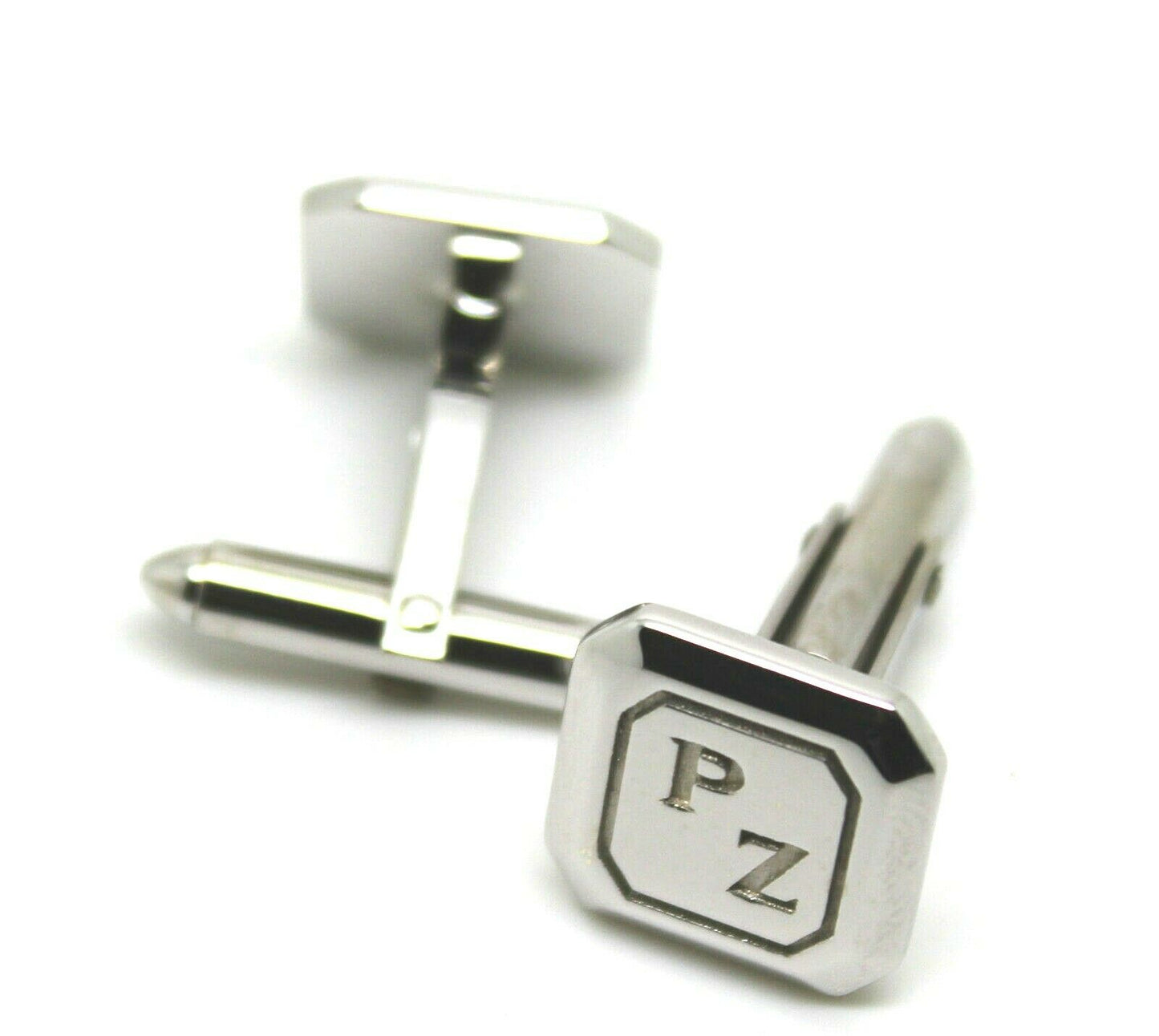 Genuine 9ct 9K Full Solid Custom Made Heavy Engraved Cufflinks White Gold