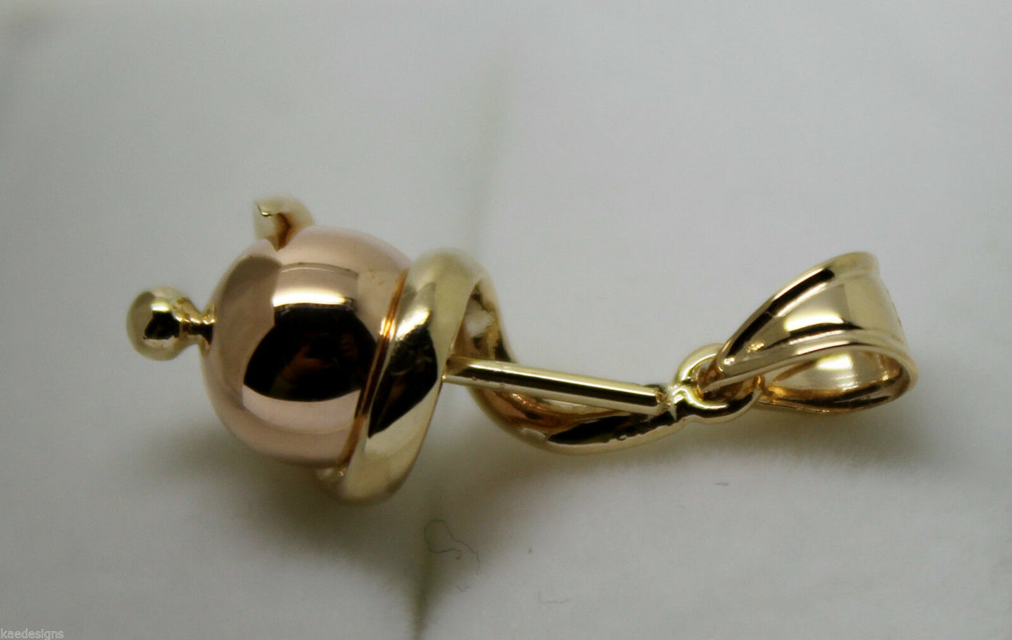 Genuine 9ct 9kt 375 Yellow & Rose Gold 8mm Swirl Ball Pendant