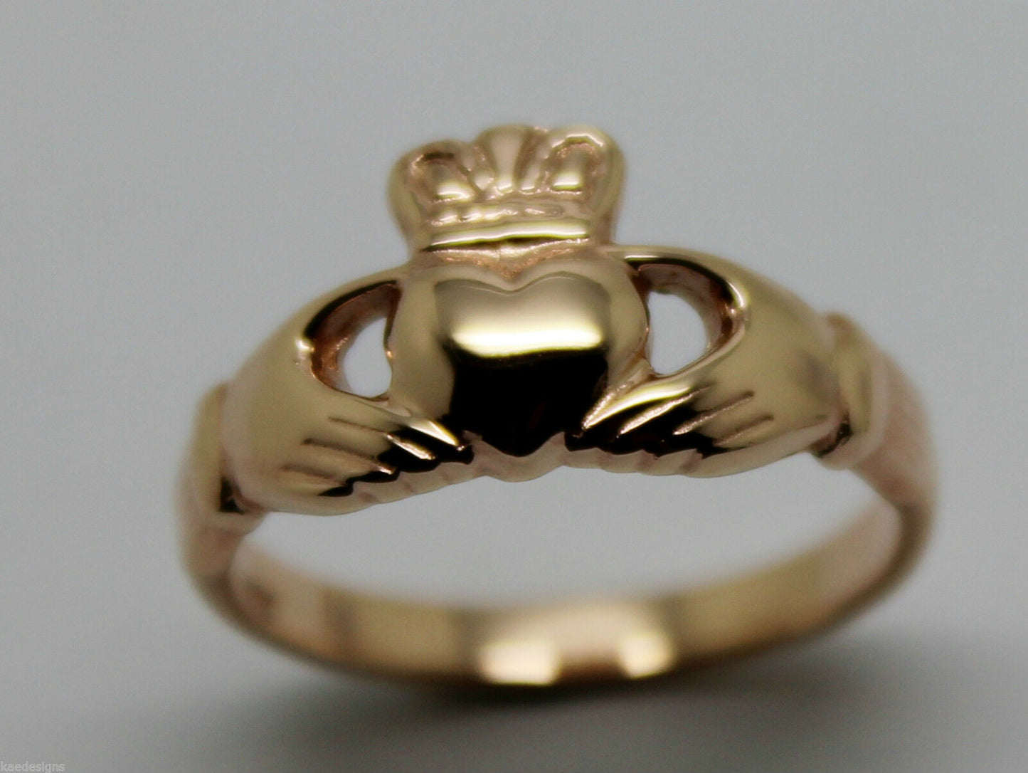 Genuine 9ct 375 Solid Yellow, Rose or White Gold Claddagh Celtic Friendship Ring In Your (Sizes L to S)