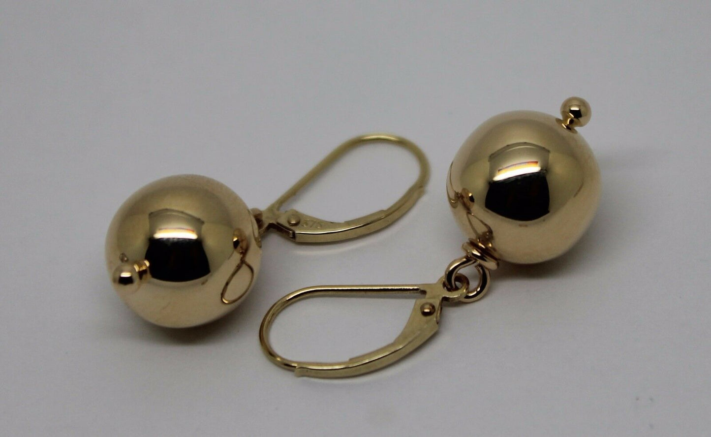 Kaedesigns 9ct 9k 375 Yellow, Rose or White Gold Continental Hooks 12mm Ball Plain Earrings