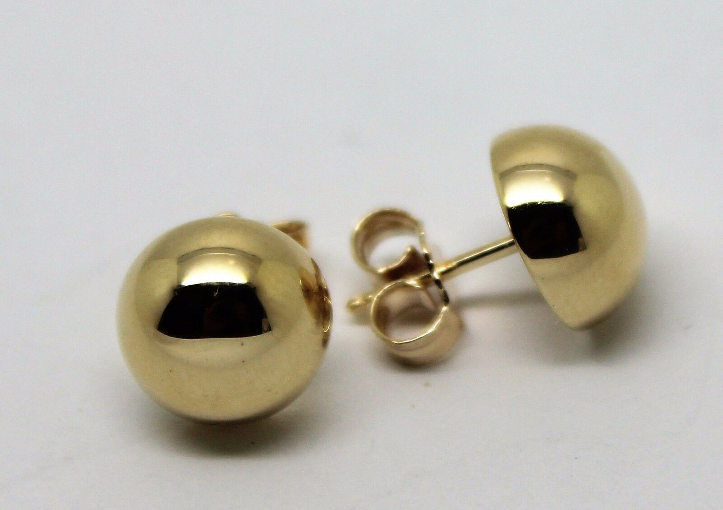 Genuine 9ct 9K 375 Solid Yellow, Rose or White Gold 10mm Stud Half Ball Earrings