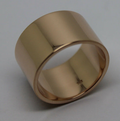 Genuine Solid 9ct 9k Rose Or Yellow Or White Gold 12mm Wide Flat Band Ring Size O