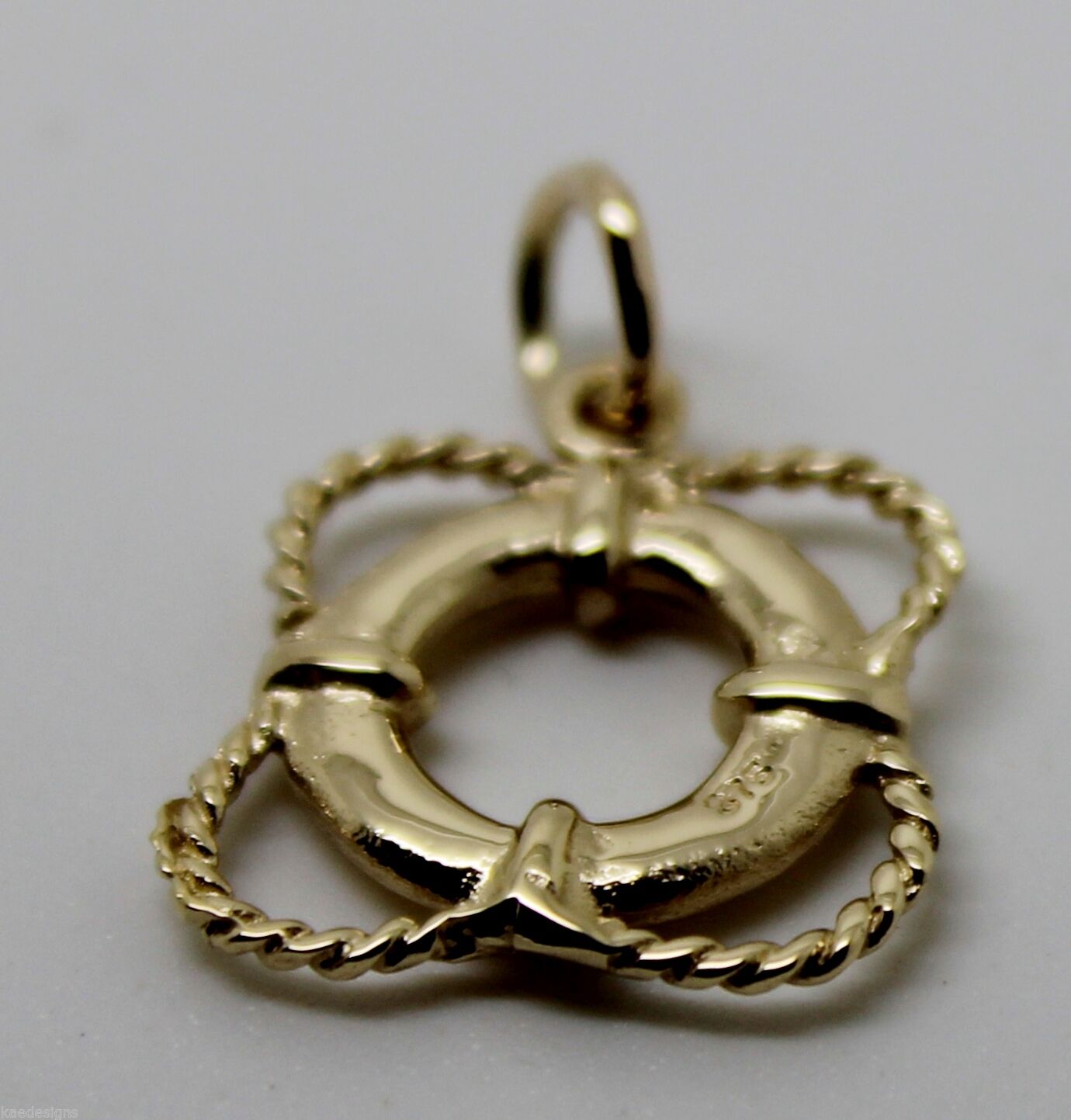 Genuine 9ct 9k 375 Yellow or Rose or White Gold Life Ring Nautical Pendant
