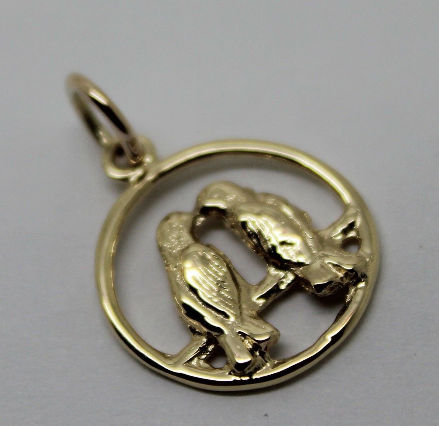 Genuine 9ct Yellow or Rose or White Gold or Silver Lovebirds Love Birds Pendant