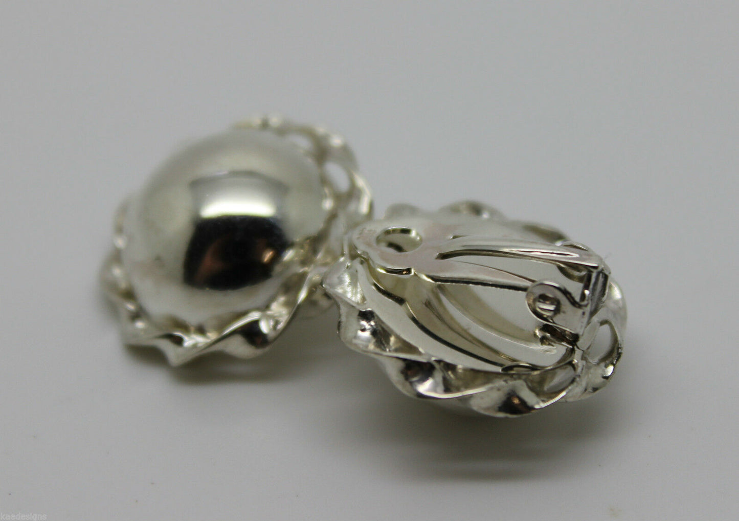 Kaedesigns Sterling Silver 925 Half Large Ball Round Clip On Earrings