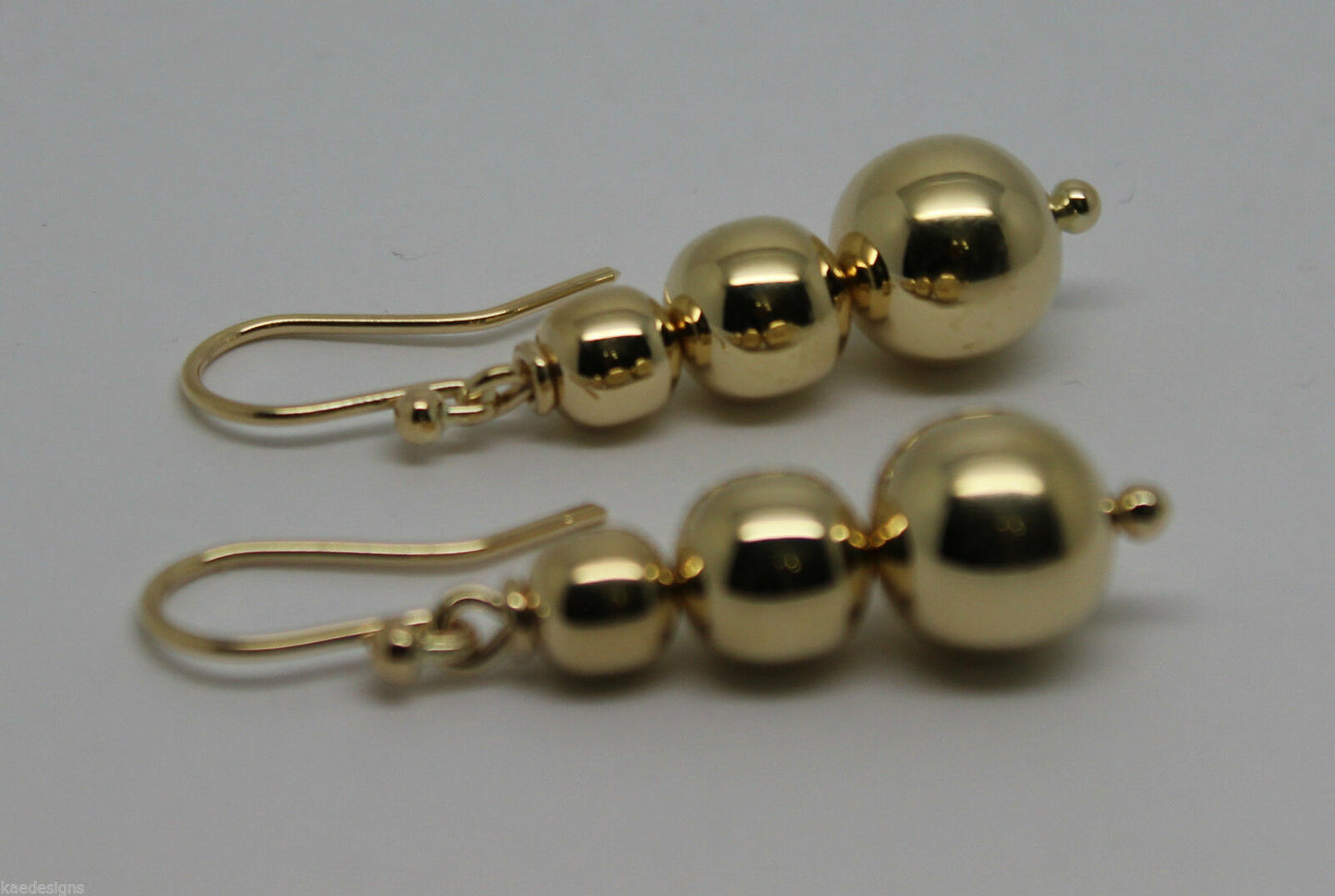 Kaedesigns 9ct 9k 375 Yellow Or White Or Rose Gold 375 Three Ball Drop Ball Earrings