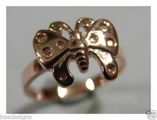 Genuine Solid 9ct White Or Rose Or Yellow Gold Butterfly Ring Choose Size