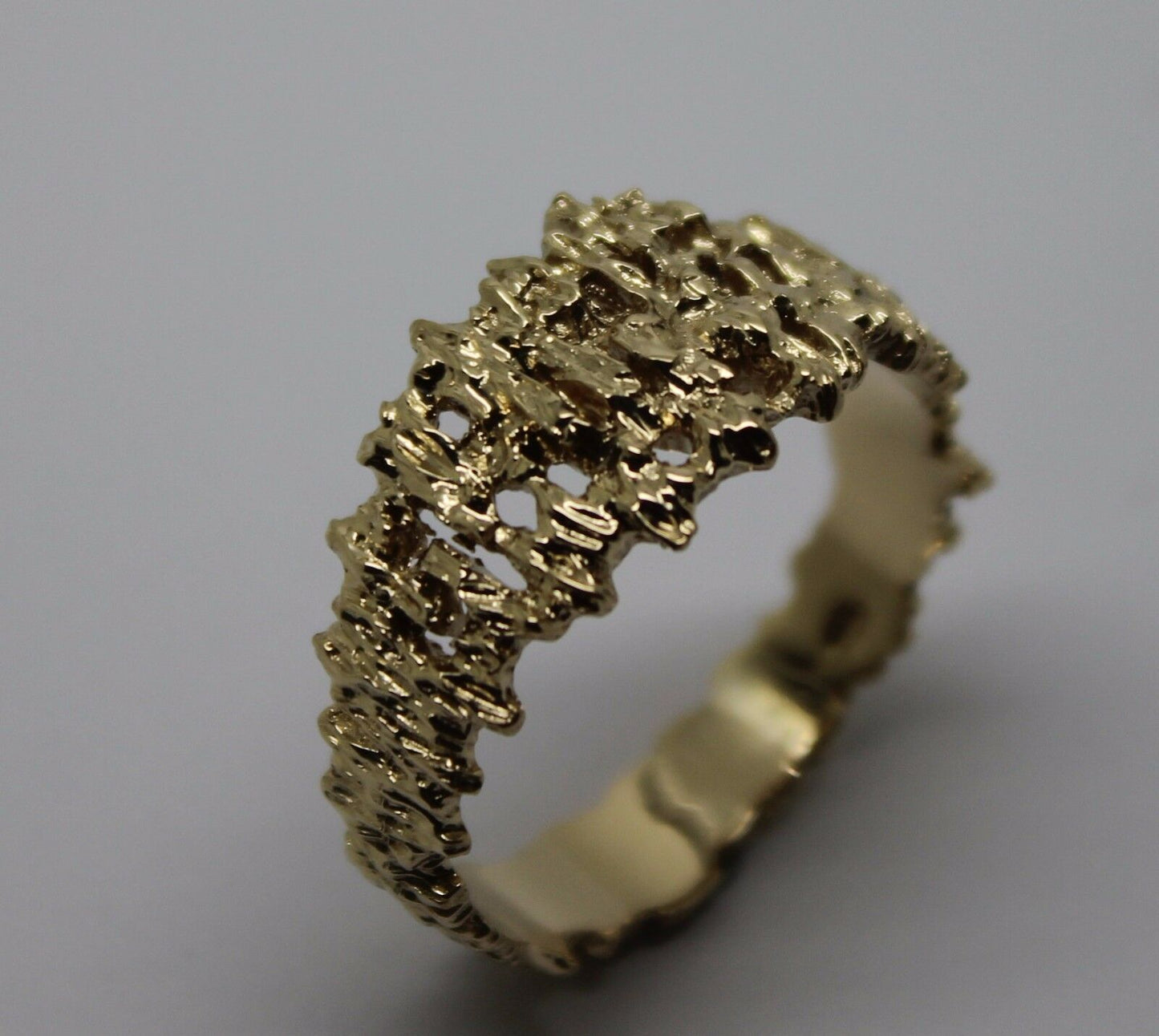 Size Z Genuine 9ct 375 Full Solid Yellow, Rose or White Gold Nugget Ring 12mm Wide 267