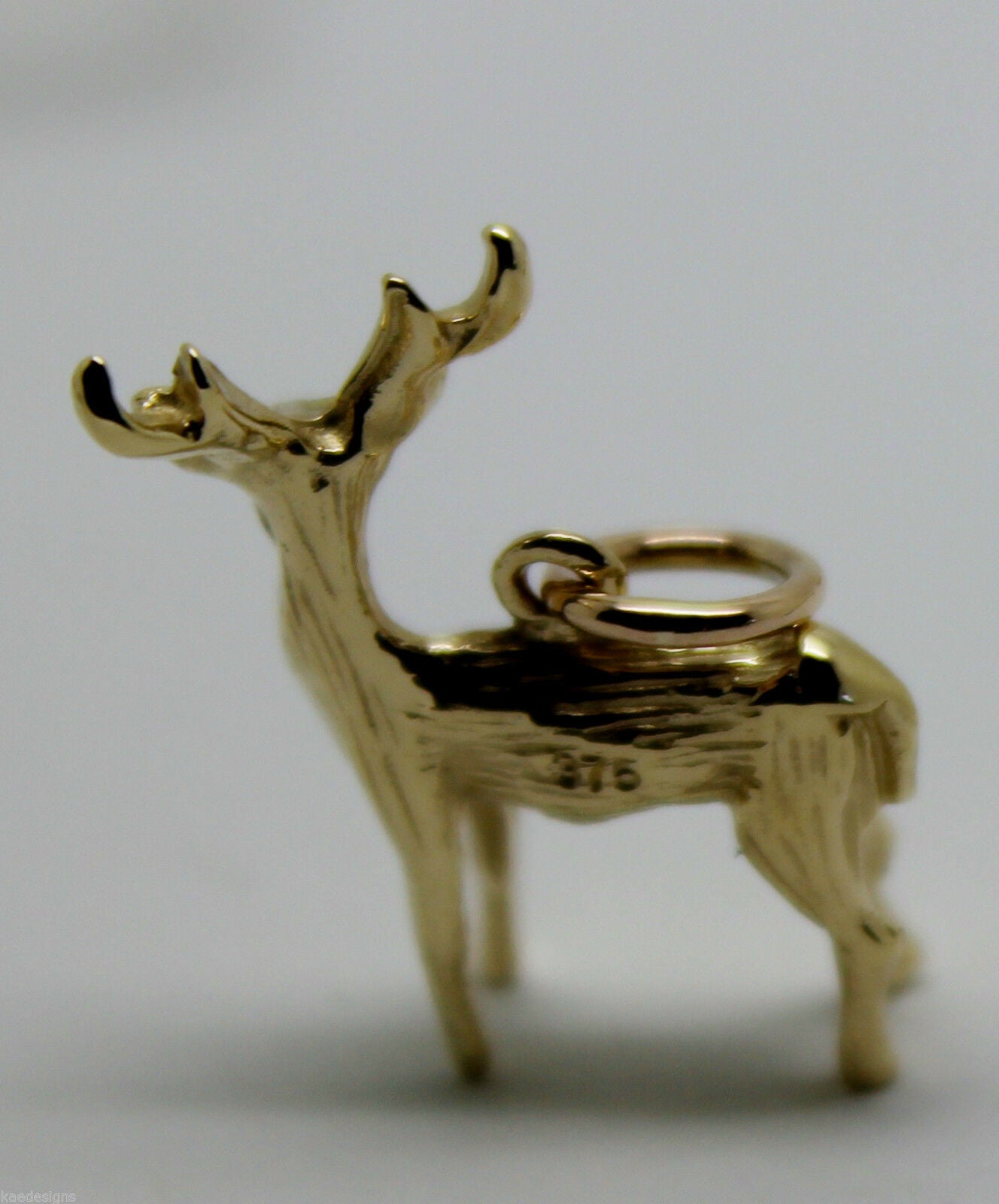 Kaedesigns, 3D 9ct Yellow Or Rose Or White Gold Deer Or Moose Charm Or Pendant