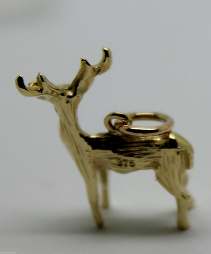 Kaedesigns, 3D 9ct Yellow Or Rose Or White Gold Deer Or Moose Charm Or Pendant