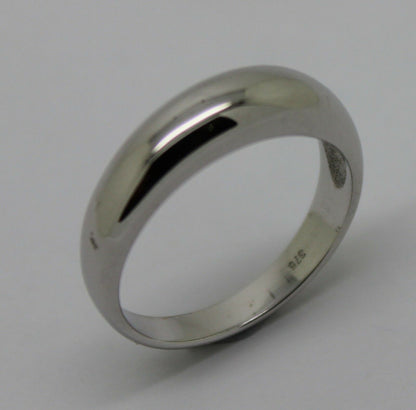 Size P Genuine 9ct White Gold Full Solid 5mm Dome Ring