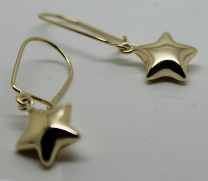 Genuine 9ct 9k 375 Yellow Or White Or Rose Gold Bubble Drop Star Closed Hook Earrings