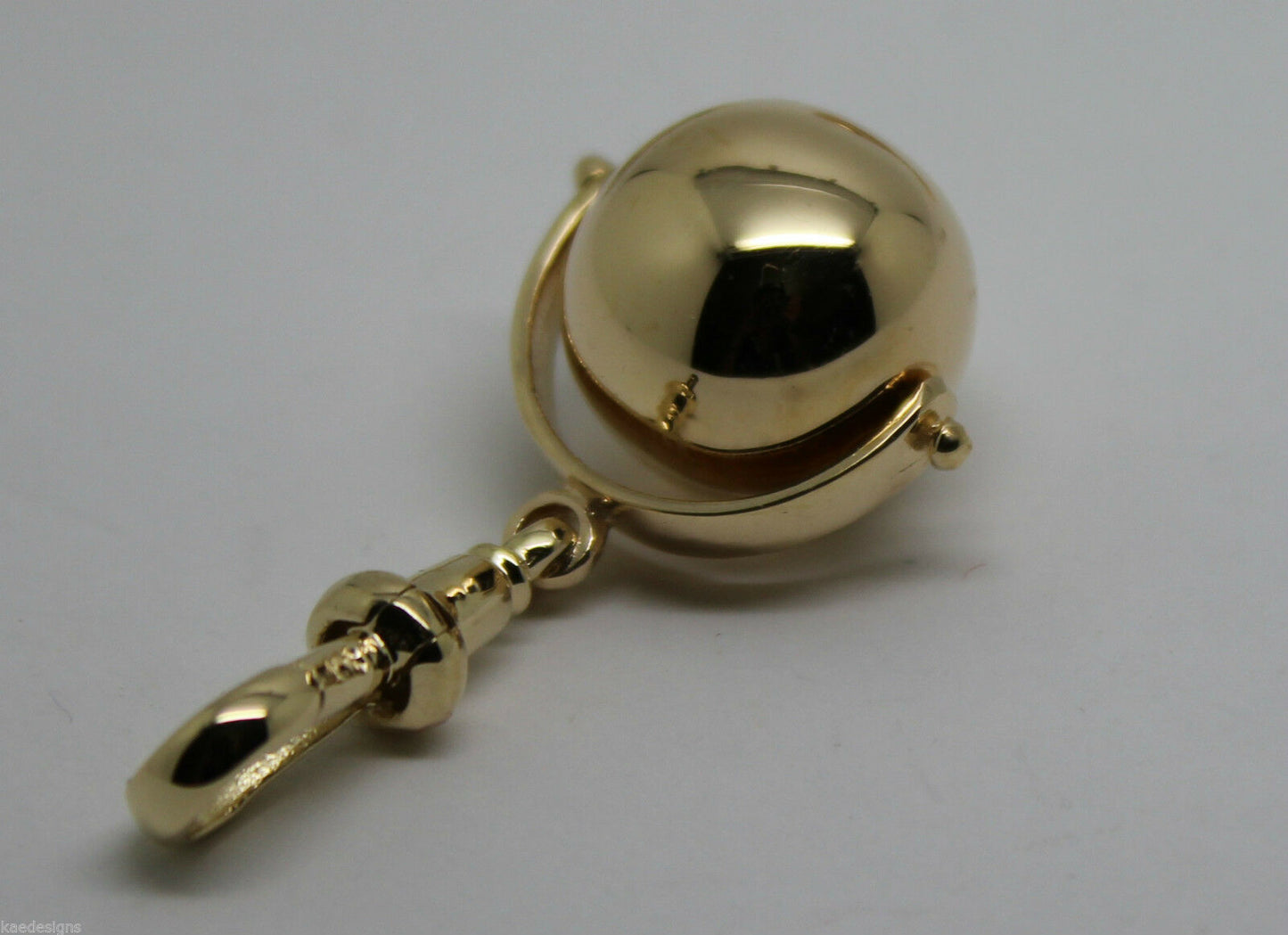Genuine 9ct Yellow or Rose or White Gold Plain 14mm Ball Spinner with Swivel Clasp