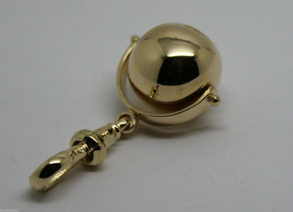 Genuine 9ct Yellow or Rose or White Gold Plain 14mm Ball Spinner with Swivel Clasp
