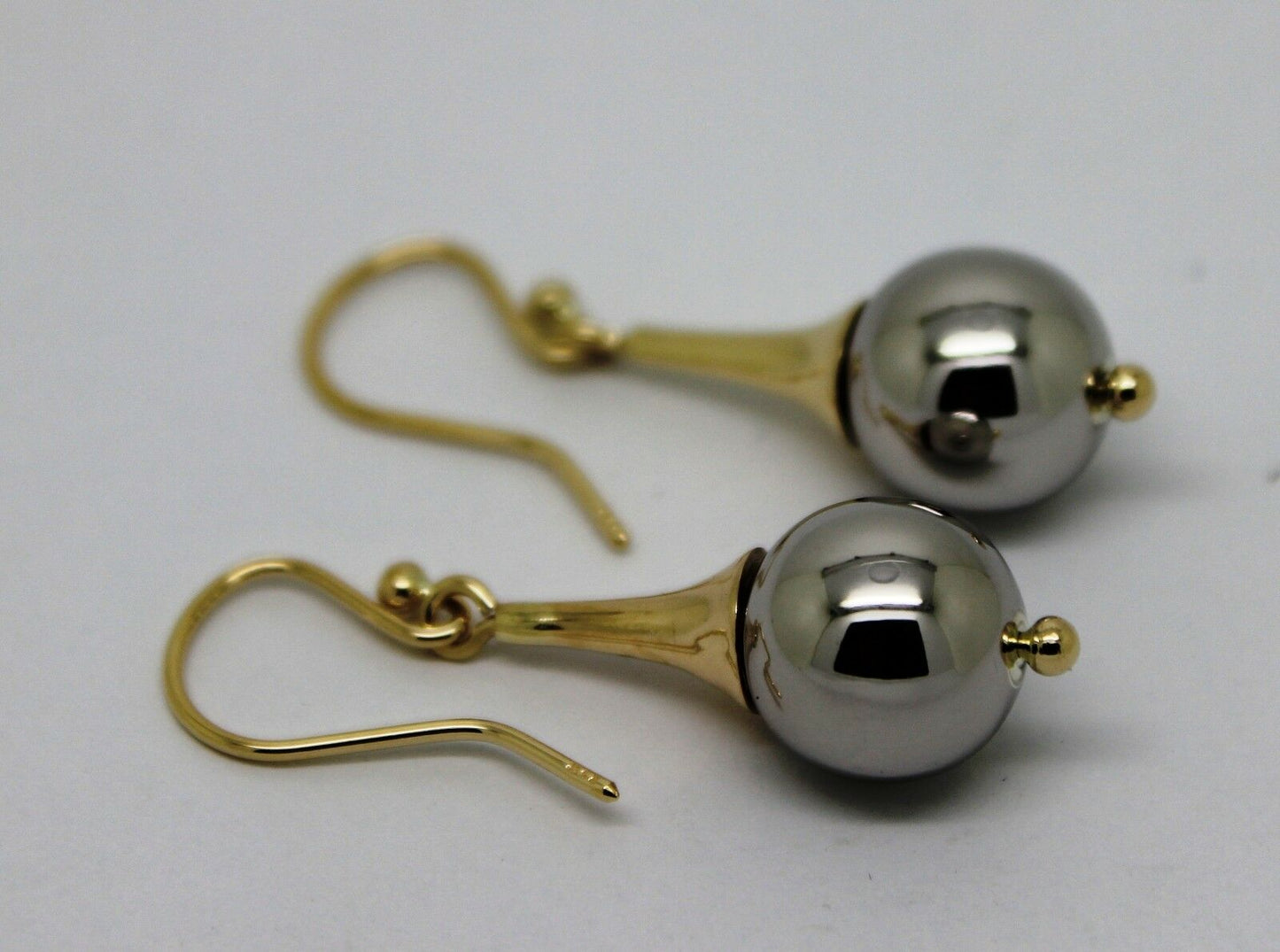 Genuine 9ct 9k 375 Two Tone Yellow & White or Rose & White Gold 12mm Ball Drop Earrings