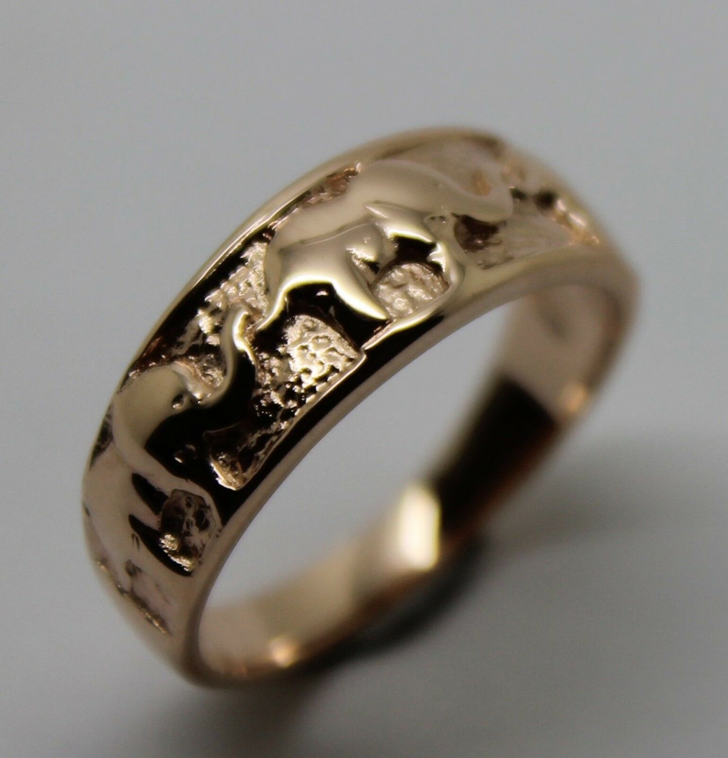 Size K Genuine 9ct 9kt 375 Full Solid Yellow, Rose or White Gold Lucky Elephant Ring 209