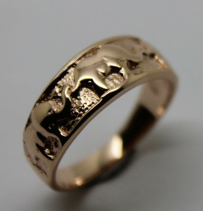 Size K Genuine 9ct 9kt 375 Full Solid Yellow, Rose or White Gold Lucky Elephant Ring 209