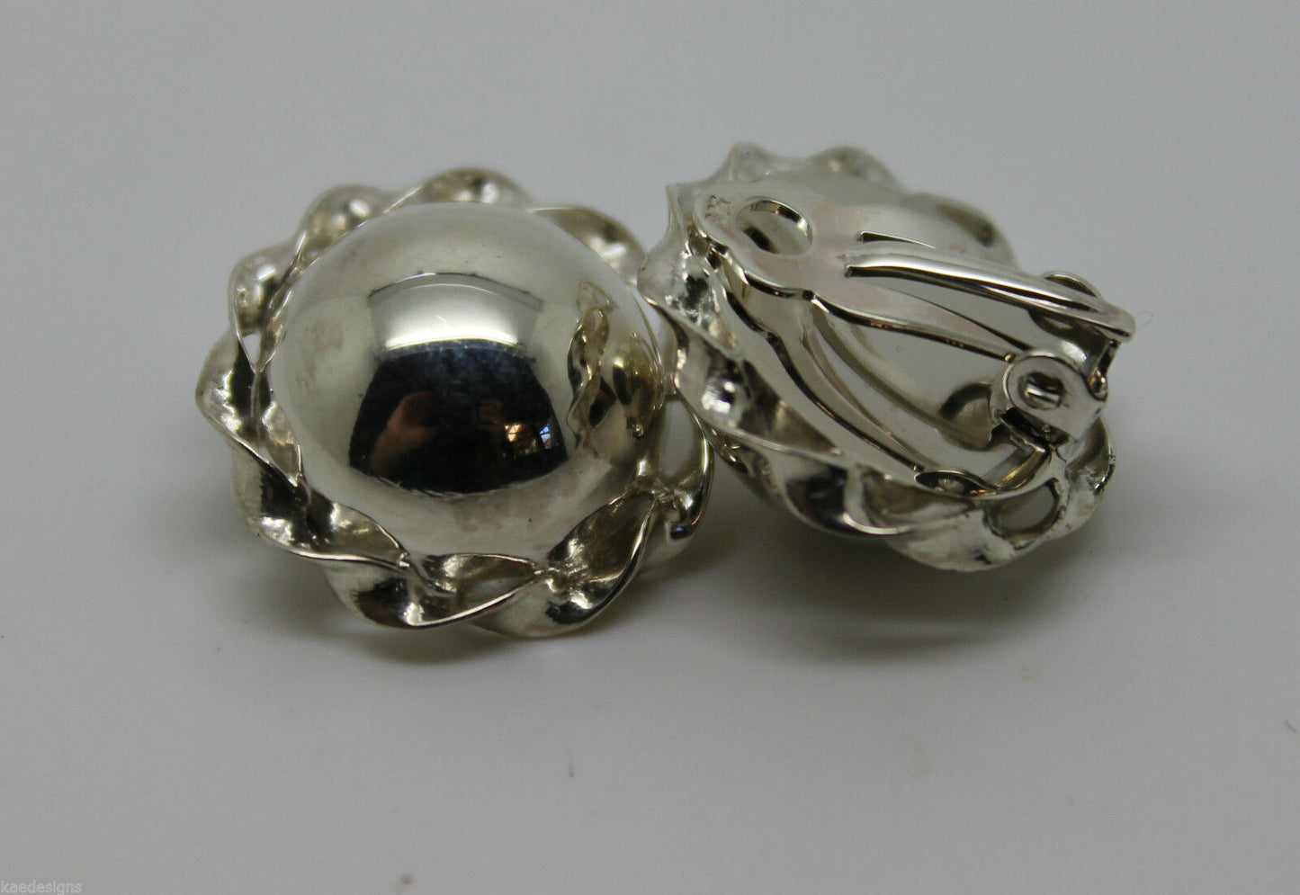 Kaedesigns Sterling Silver 925 Half Large Ball Round Clip On Earrings
