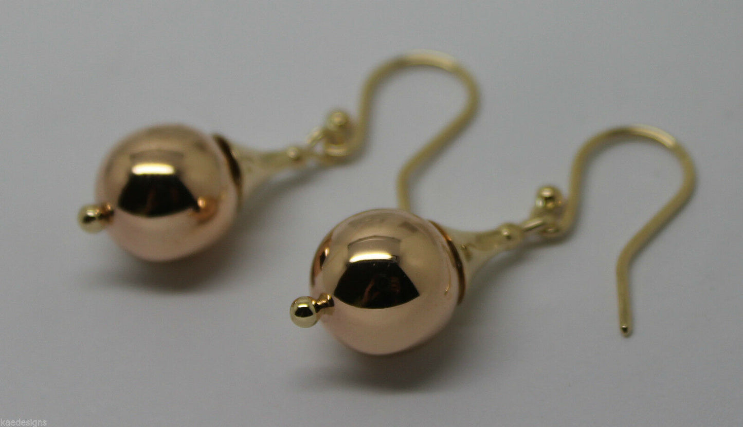 Genuine 9ct 9k 375 Yellow & Rose Gold 12mm Ball Earrings