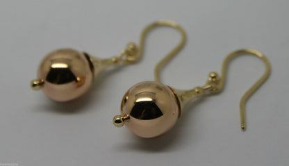 Genuine 9ct 9k 375 Yellow & Rose Gold 12mm Ball Earrings