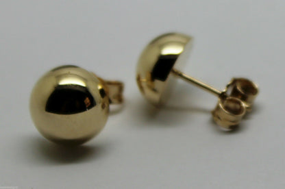 Genuine 9ct 9K 375 Solid Yellow, Rose or White Gold 10mm Stud Half Ball Earrings