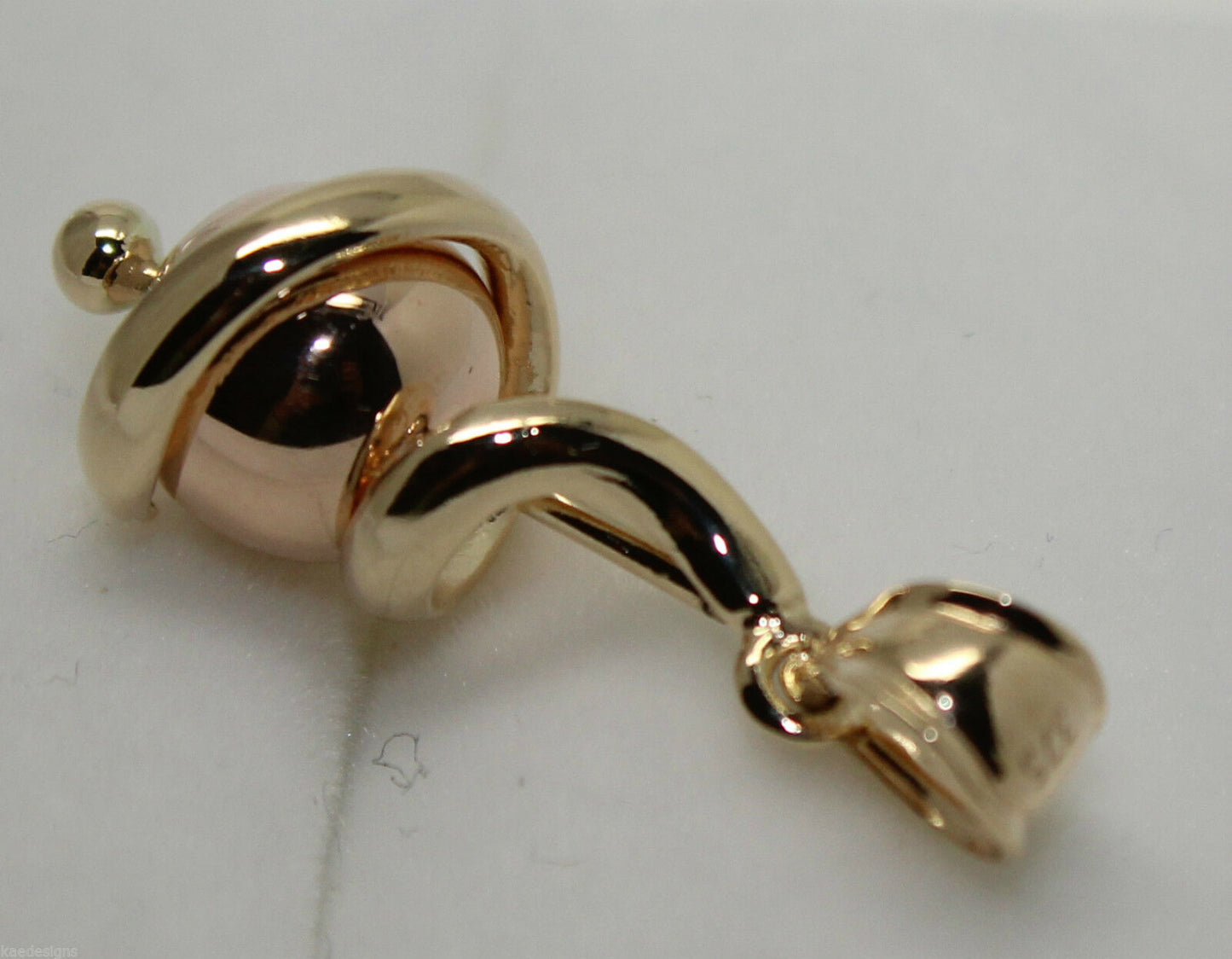 Genuine 9ct 9kt 375 Yellow & Rose Gold 8mm Swirl Ball Pendant
