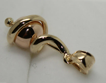 Genuine 9ct 9kt 375 Yellow & Rose Gold 8mm Swirl Ball Pendant