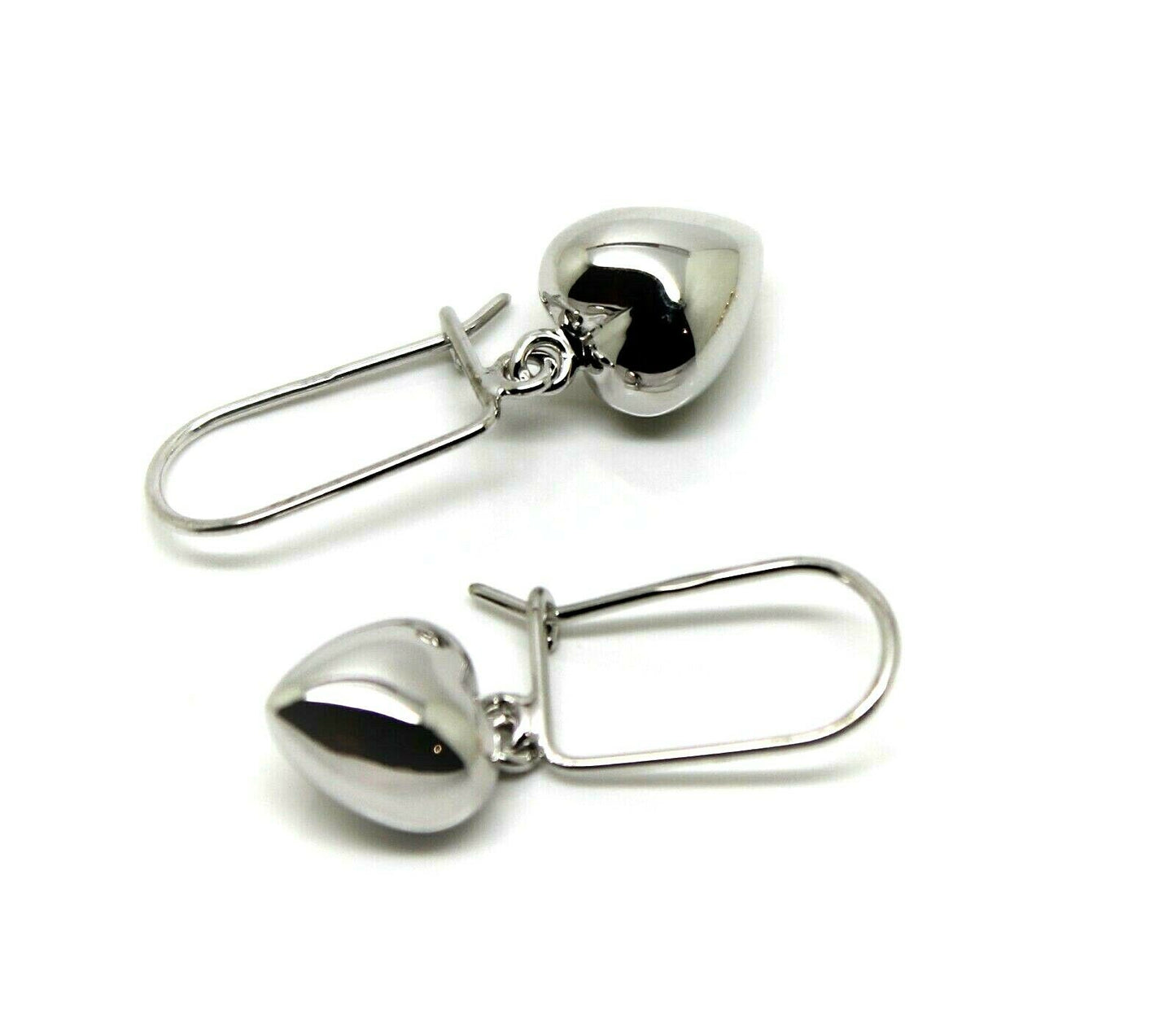 Kaedesigns  9ct Yellow, Rose or  White Gold Dangle Puffed Heart Closed Hooks Earrings