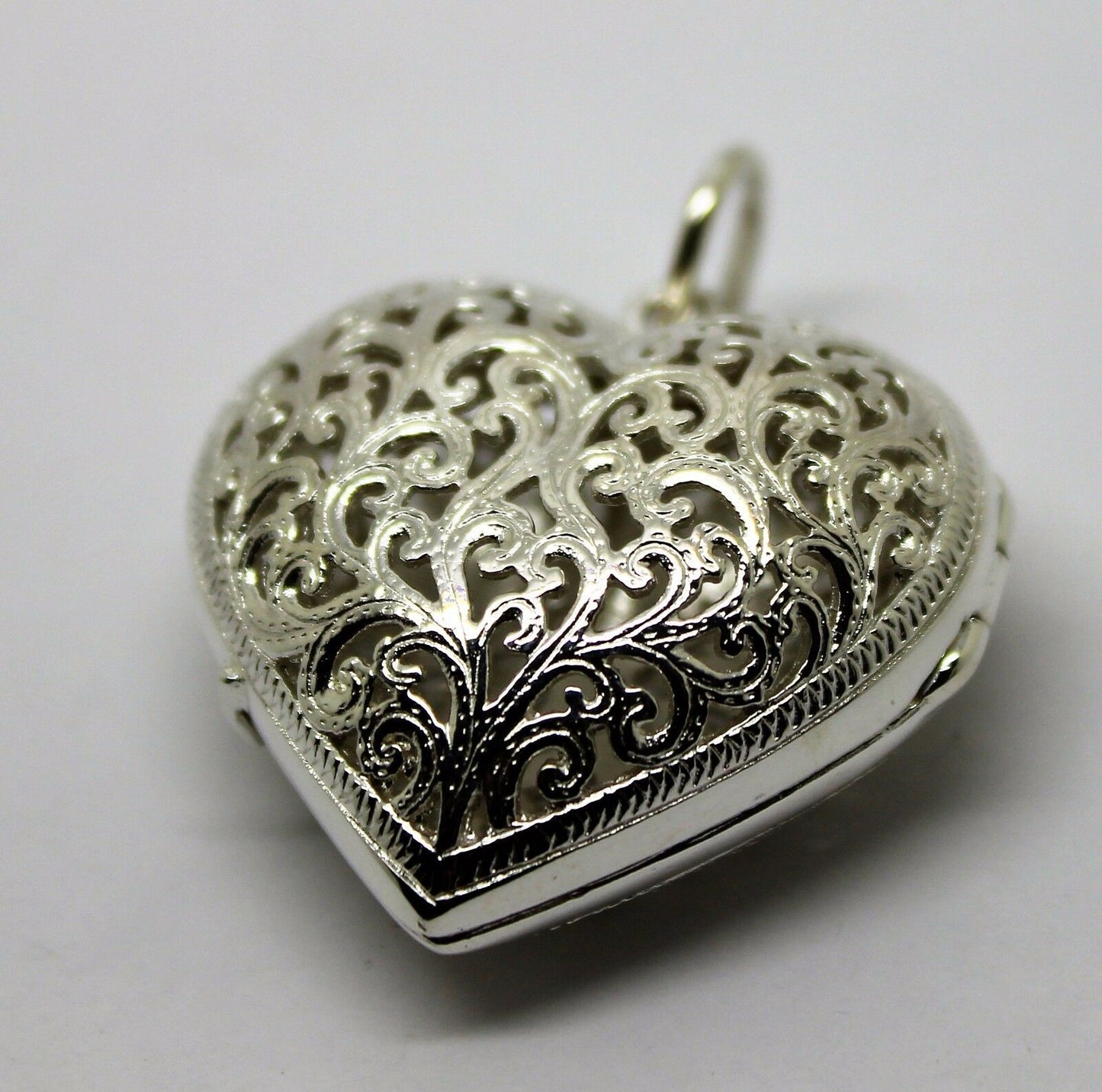 Heavy Large Genuine Sterling Silver 925 Filigree Heart Pendant Locket