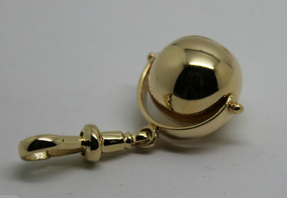 Genuine 9ct Yellow or Rose or White Gold Plain 14mm Ball Spinner with Swivel Clasp