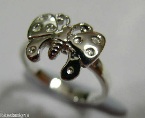 Genuine Solid 9ct White Or Rose Or Yellow Gold Butterfly Ring Choose Size