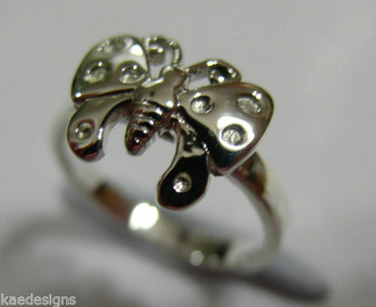 Genuine Solid 9ct White Or Rose Or Yellow Gold Butterfly Ring Choose Size