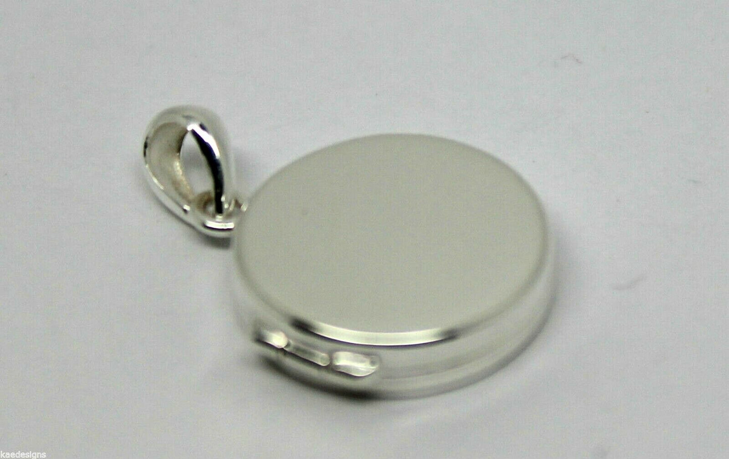 Genuine Sterling Silver 925 Small Flat Round Plain Locket With 2 Photos