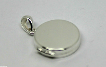 Genuine Sterling Silver 925 Small Flat Round Plain Locket With 2 Photos