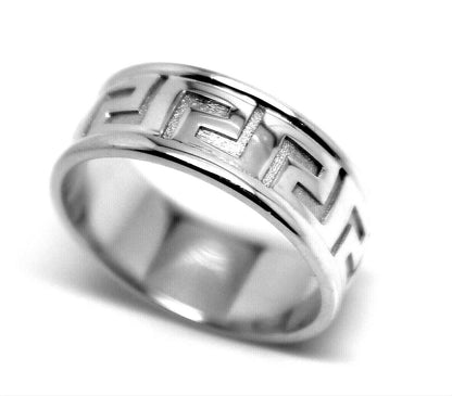 Kaedesigns, Genuine Heavy Sterling Silver Greek Key Band Ring - Choose your size